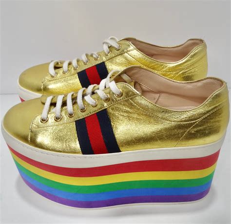 gucci rainbow ace sneakers|Gucci peggy rainbow sneakers.